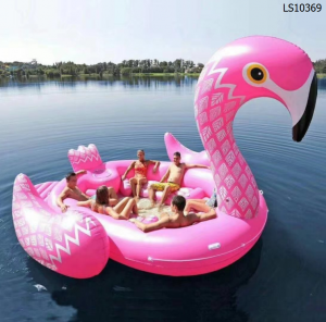 Inflatable 6 Person Party Flamingo Island Water Float Lounge LS10369