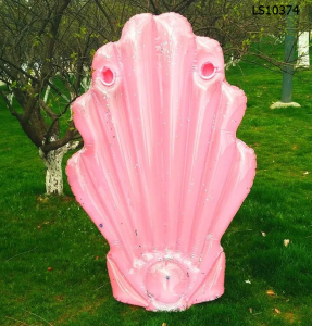 Pink inflatable seashell pool float with glitter LS10374