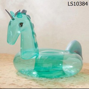 Inflatable blue transparent pegasus pool float with glitter LS10384