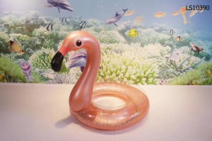 Inflatable flamingo swim ring with glitters LS10390