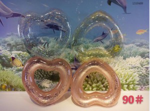 Inflatable loving heart swim ring with glitter LS10409