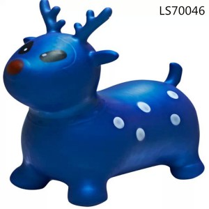 Hot sale PVC inflatable jumping bouncing blue animal for kids play toys LS70046