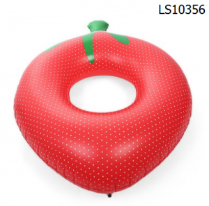 Customized PVC strawberry float swim ring LS10356