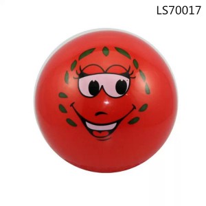 Top promotional wholesale inflatable vinyl beach ball in red color with smile face LS70017