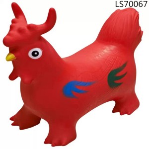 PVC inflatable jumping bouncing rooster animal kids toys in factory stock for promotion LS70067