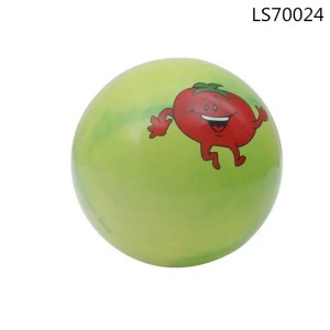 Advertising hot sale high quality inflatable vinyl green beach ball with smile face LS70024