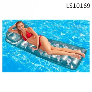 2016 Hot sale promotional customized  PVC inflatable water beach mattress with cushion LS10169