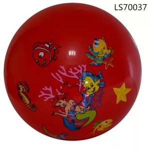 Factory wholesale cheap kids toys inflatable full printed labeling red vinyl ball for promotion LS70037