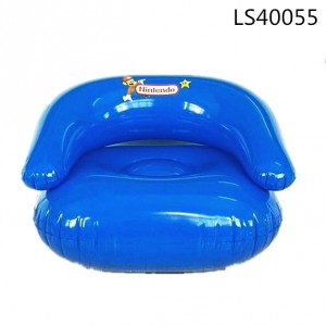 Blue color with custom logo printing inflatable pvc sofa LS40055