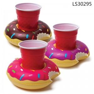 Inflatable phthlate free pvc donut design cup holder LS30295