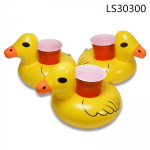 Inflatable phthlate free pvc yellow duck design cup holder LS30300