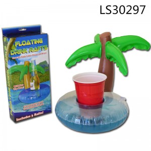 Inflatable phthlate free pvc coconut tree design cup holder LS30297