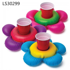 Inflatable phthlate free pvc flower design cup holder LS30299