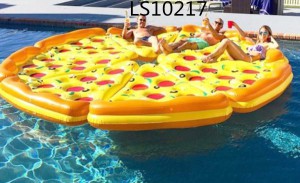 Popular design pvc inflatable giant yellow pizza slice water pool float air mattress for kids and adults LS10217