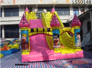 Popular Factory Inflatable Slide with Pink and Yellow Slideway LS50148