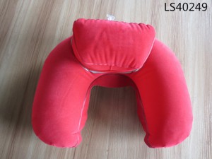 Pouch Design Inflatable Pillow Flocked pvc  Neck Protector Pillow  LS40249