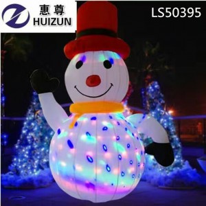 Smile Face Inflatable Snowman With Red Hat And LED Light For Christmas Decoration outdoors LS50395