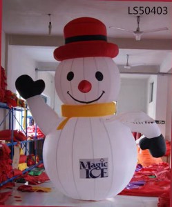 Smile Face Inflatable Snowman With Customized Printing For Promotion And Advertising LS50403