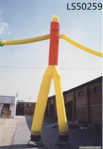 Yellow with cartoon face design inflatable dancer man with factory price for advertising LS20259