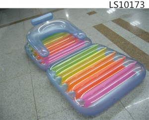 Customized PVC inflatable transparent water beach mattress with cushion LS10173