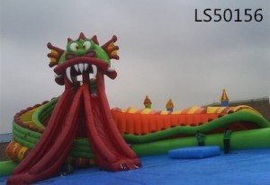 Over-sized Inflatable Slide with Dragon double Slide LS50156