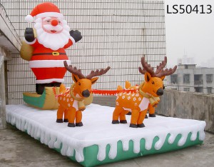 Big Inflatable Christmas Decorations Festival Series Outdoor Decorations Inflatable Christmas Santa With Little Deer For Sale LS50413