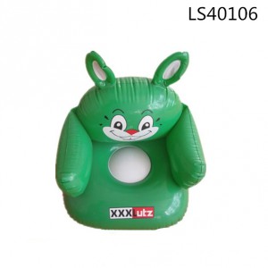 Hot selling cute inflatable pvc air sofa cushion in rabbit shape for kids LS40106